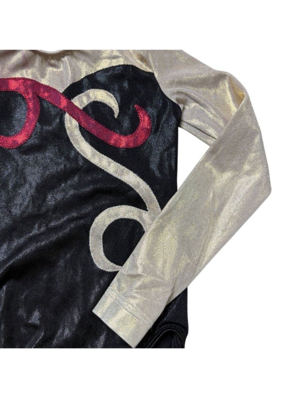 GK Child Small Long Sleeve Leotard Metallic Black and gold - Picture 5 of 6